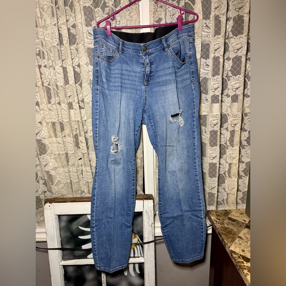 Lane Bryant Blue Skinny Jeans Distressed Style